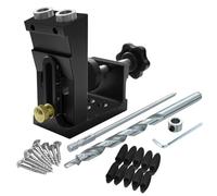 QUKFGCLGM Pocket Hole Jig Kit, Aluminum Alloy, Adjustable Depth 15° Angle Drill, Screws & s for Carpenters, Diyers and Hobby(Black)