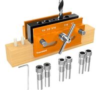 QUKFGCLGM Self Centering Dowel Jig Kit,Jig Drill Guide Bushings Set,Wood Working Tools Drill and Accessories,Dowel Jigs Woodworking Tools Tools for Men (Orange)