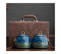 QUKFGCLGM Tea Tin Bulk Tea Storage Jar Retro Chinese Tea Set Double Jar Leather Box Box Home Kitchen Nuts Coffee Grain Sealed Jar Tea Canister(C)