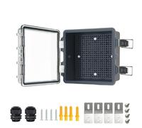 Qukipet Electrical Junction Box, IP67 Waterproof Outdoor Box ABS Plastic Enclosure with Stainless Steel Latches & Brackets, Hinge Clear Cover Project Box with Mounting Plate Outer size5.9"x5.9"x3.5"