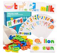 Qukir Spelling Games for 1 2 3 Year Olds, Alphabet Flash Cards Toys for 1-6 Year Old Girls Educational Toys for 2+ Year Olds Boys Kids Toys Age 2 3 4 5 6 Learning Games Spelling Words Matching Letter