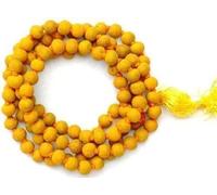 Qukiy Handcrafted Handemade 7MM-Haldi Jaap Mala Finger Counter Jaap Mala Jaap Mala Bead for Pooja Prayer mala Original Buddhist Mala