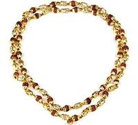 Qukiy Handemade Natural Finger Counter rudraksha Jaap Mala Prayer Beads For Pooja Original Buddhist Mala (5 Mukhi Rudraksha Crystal Mala+Golden Cap 54+1 Beads 7-8mm)
