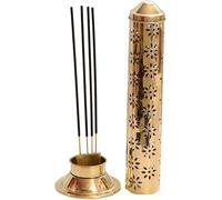 Qukiy Handmade Brass Agarbatti Stand Incense Holder Agarbatti Stand- Incense Burner Holder Pooja Cone Dhoop Batti Stand Perfect for Home Temple Daily Puja Use.