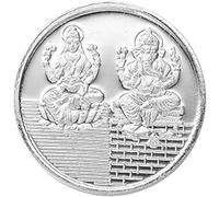 Qukiy Laxmi Ganesh Silver Coin Lord Ganesha & Goddess Lakshmi Statue Coin for Diwali Deepawali Pooja Gift Itmes (Pack of 2)
