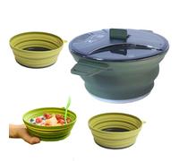 Qukoielly Camping Pots and Pans - Folding Cooking Pot and Pan Set | Stainless Steel Kit Silicone Utensils Tool Dishes for Travel Apartment Kitchen Outdoor Trips RV Hiking