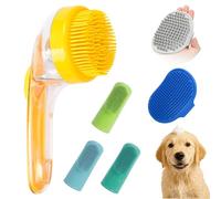 Qukoielly Dog Brushes for Grooming - Dog Shampoo Shower Brush Bubble Maker - Non-Slip Soft Silicone Bristle Pet Puppy Shower Massager for Washing Teeth Cleaning Massaging Spa