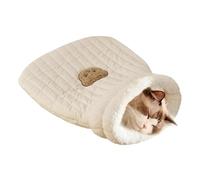 Qukoielly Linen Fabric Bed Cave | Cozy Cat Bed Cave Soft and Comfortable Design - Easy Access Cat Sleeping Bag with Cute Bear Pattern for Cats and Small Dog