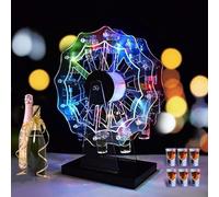 Qulable Shot Glass Holder, Acrylic Ferris Wheel LED Light Decor Bar Liquor Shelves, for Home and Bar