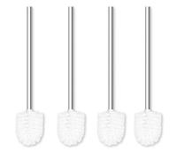 Qulable Toilet Brushes Stainless Steel Toilet Brush with Flexible Soft Hygienic Bristle, 4 Pack (White)