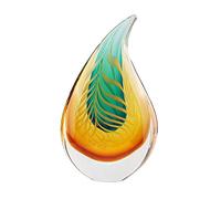 Quligeta Hophen Art Glass Colored Teardrop Waterdrop Figurine sculpture Living Roon Drop Table Top Decoration (Amber)