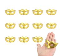 Quligeta Mini Masquerade Mask Party Decorations Mardi Gras Small Venetian Carved Mask Decor 24pcs (Golden)