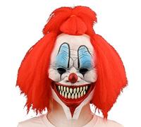 Quligeta Scary Halloween Clown Mask for Adult with Hair Horror Evil Killer Joker Costume Mask (Red)
