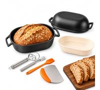 QuliMetal Gusseisen Topf Brot Backen, 9L Dutch Oven Brotbacktopf | Cast iron Casserole Dish with lid, Ideal for Making Sourdough Bread, Complete with Accessories for Baking Homemade bread