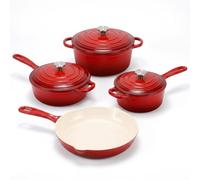 QuliMetal Nonstick Enameled Cast Iron Cookware Set, 4-Piece: Pots and Pans with Lids, Dutch Oven for Sourdough Bread, Oven Safe up to 260°C, Suitable for All Hobs