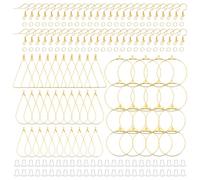 Qulkws 200PCS Earring Making Supplies, Earring Making Kit with Beading Hoop Earrings Finding Component Accessories, Hooks, Jump Rings for Jewelry, Earrings DIY Craft, (Teardrop and Round, Gold)