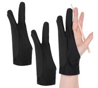 Qulkws 2Pcs Ambidextrous Drawing Glove, Digital Art Glove, Palm Rejection Glove, 3-Layer Palm, Fits Left & Right Hand, Two Finger Gloves for Stylus Pen Pencil Sketching Painting