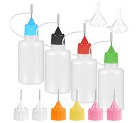 Qulkws 4Pcs Precision Tip Applicator Bottle with 2 Mini Funnel Multicolor Lids, 30ML/1 OZ Needle Tip Glue Bottles, Glue Dispenser for DIY Quilling Paper Craft Painting