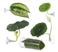 Qulkws 5 Pcs Betta Hammock Set, Fish Toys, Plastic Adjustable Betta Fish Leaf Hammock, Fishes Leaf Pad, Beta Bed Resting Spot with Suction Cups, Fishes Tank Accessories for Sleeping, Resting, Playing