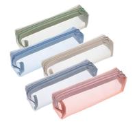 Qulkws 5 Pcs Multicolor Mesh Makeup Brush Bag, Transparent Nylon Mesh Zipper Bags, Portable Cosmetic Bags for Stationery Cosmetics Keys Office Supplies Travel Accessories