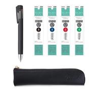 QULLITY ZEBRA Blen4+S Black 0.7mm multifunction Pen (0.7mm Black/Blue/Red/Green and 0.5mm Mechanical Pencil) + SNC-0.7 Refills, original Black slim pen case