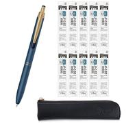 QULLITY ZEBRA SARASA GRAND Gel Ballpoint Pen 0.5mm Blue Gray + 10 Refills, original Black slim pen case