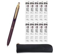 QULLITY ZEBRA SARASA GRAND Gel Ballpoint Pen 0.5mm Bordeaux Purple + 10 Refills, original Black slim pen case