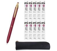 QULLITY ZEBRA SARASA GRAND Gel Ballpoint Pen 0.5mm Cassis Black + 10 Refills, original Black slim pen case