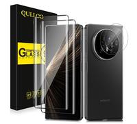 QULLOO For Honor Magic V5 Tempered Glass, [2+2 Pieces] Screen Protector & Rear Camera Protector, Anti-Scratch 9H Hardness HD Clarity Screen Protector Film