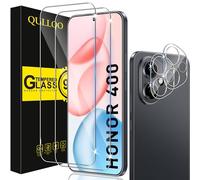 QULLOO Screen Protector for Honor 400 5G for Tempered Glass, Pack of 2 Screen Protectors with 2 Camera Protection, 9H Hardness Tempered Glass HD Clear Protective Glass Anti-Scratch Film