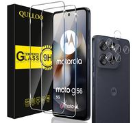 QULLOO Screen Protector for Motorola Moto g56, Pack of 2 Screen Protectors with 2 Camera Protection, 9H Hardness Tempered Glass HD Clear Protective Glass Anti-Scratch Film