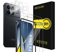 QULLOO Tempered Glass for Xiaomi Poco F8 Ultra, 2 Pieces Screen Protector and 2 Pieces Rear Camera Protector, 9H Hardness Film Screen Protector HD Clarity Anti Scratch Glass Protection