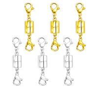 Qulltk Double Lobster Clasp Magnetic Necklace Clasps and Closures 14K Gold and Silver Magnetic Jewelry Clasps Converters for Bracelet Necklaces Extender