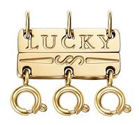 Qulltk Lucky Necklace Separator for Layering Strong Magnetic Clasps, 14K Gold and Silver Multiple Necklace Clasps for Layered Look