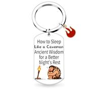 QuLuvaeri How to Sleep Like a Caveman keychain, Funny gifts for men, Funny keychains
