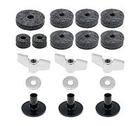 Quluxe 18 Pcs Cymbal Replacement Accessories Cymbal Felts Hi-Hat Clutch Felt Hi Hat Cup Felt Cymbal Sleeves with Base Wing Nuts and Cymbal Washer- Gray