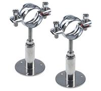 Quluxe 2 Pcs Adjustable Stainless Steel Wall/Ceiling Mount Pipe Supports, Silver, 1-1/2 Inch Pipe Tube Clamp
