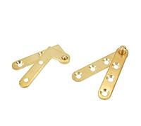 Quluxe 360 Degree Rotatable Door Pivot Hinges, Brass Drawer Window Door Fithtings- Gold (Including 2pcs L-Shaped and 2pcs Straight Hinges)