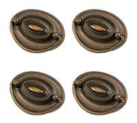 Quluxe 4 Pcs Furniture Dresser Pull, Antique Brass Bail Drawer Pull Oval Drop Swing Handles Cabinet Knob Hardware