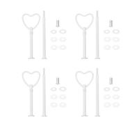 Quluxe 4 Sets 2 Heart Shape Cake Stand Fruit Cake Plate Handle Fitting Hardware Rod Stand Holder with Stylus for DIY Making Cupcake Serving Stand Decoration- White
