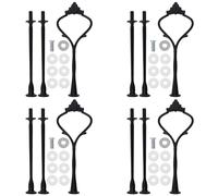 Quluxe 4 Sets 3 Tier Cake Stand Fruit Cake Plate Handle Fitting Hardware Rod Stand Holder for DIY Making Cupcake Serving Stand Decoration- Black