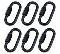 Quluxe Heavy Duty D Shape Chain Locking, M6 6MM Chain Quick Link Connector- Black (Pack of 6)