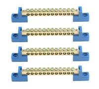 Quluxe Terminal Bus Bar Terminal Block Brass Wire Screw Terminal Connector, 12 Positions Screw Brass Terminal Grounding Strip Bus Bar Block (Pack of 4)