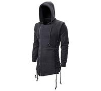 qulvyushangmaobu Men's Casual Outerwear Tops Coat Zip Sport Long Sleeve Hoodie Coat Casual Assassin's Creed Sweatshirt Diablo Hooded Loose Jacket Gothic Casual Irregular Hoodie Long Sleeve Dark Gray