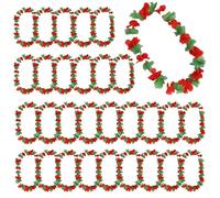 Qumenan 30 Pack Christmas Leis Red and Green Leis Garlands Hawaiian Luau Flower Necklace for Christmas Cosplay Beach Wedding Carnival Themed Party Decorations Event Luau Part