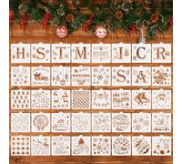 Qumenan 40 Pcs Christmas Cookie Stencils Reusable Holiday Baking Templates for Royal Icing Xmas Coffee Cupcake & Dessert Decoration Supplies DIY Craft(5.5 * 5.5in)