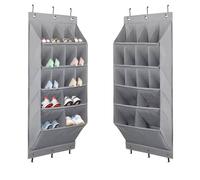 QUMENEY 1 Pack Over Door Shoe Organizer Hanging Shoe Rack with 16 Pockets Shoe Holder for Closet and Dorm Storage Shoe Hanger Organizer（Grey）