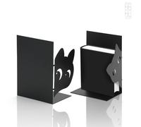 QUMENEY 1 Pair Cat Decorative Bookends Heavy Duty Metal Kitty Book Ends for Shelves Anti Slip Cute Books Stopper for Home Office Library School Desk Decor