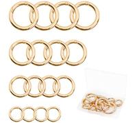 QUMENEY 16PCS Round Spring Ring Key, Spring O Ring, Zinc Alloy Round Carabiner Snap Trigger Buckle, Hooks Clip DIY Accessories 4 Styles for Key Chains, Bag, Purse and Handbag (Gold Plating)