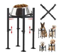 QUMENEY 1PC Elevated Dog Bowl Stand 4 Adjustable Height 6-10"Wide Bowls Single Raised Dogs Bowls Holder Dog Food Water Feeder Pet Feeding Stand (H:26-36cm, W: 17.5-27.5cm,four legs)